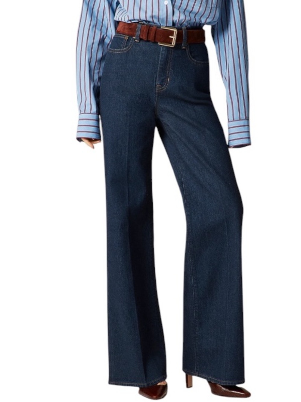 J. Crew Wide Leg Denim Trouser 27 Dark Wash Effortless Everyday Closet Staple
